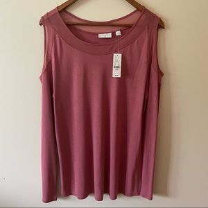New York & Company Rose Pink Cold Shoulder Blouse